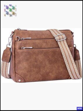 Pu Leather Crossbody Bag Rfid Travel Handbag Medium Shoulder Purse With